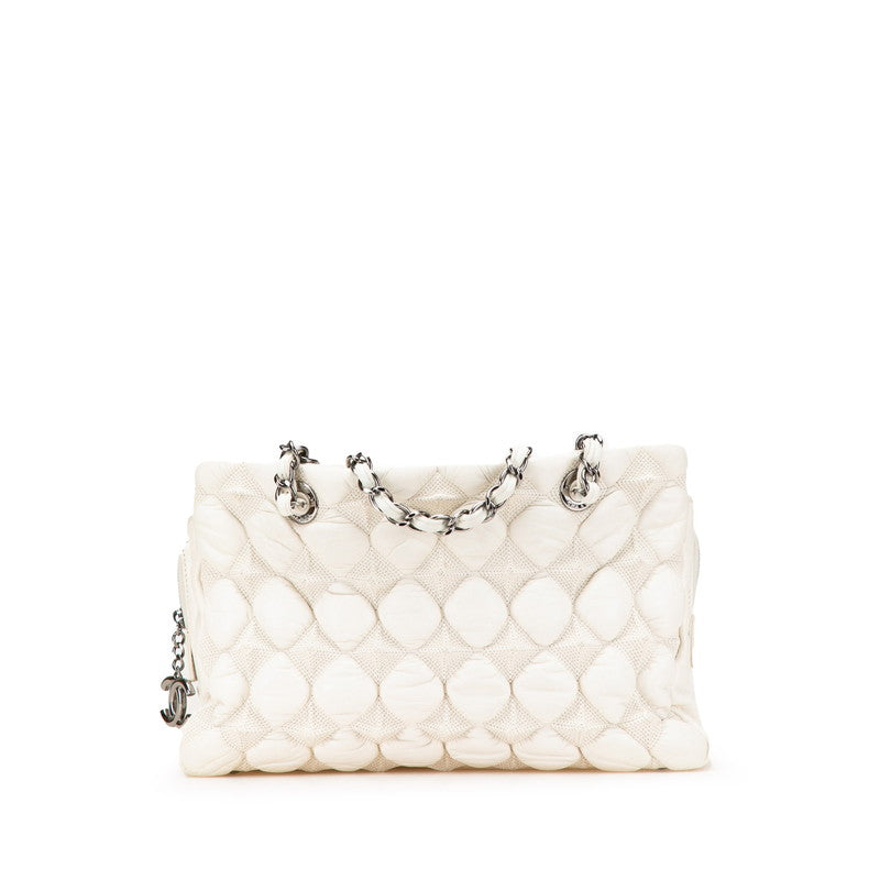 シャネル バブルキルト ココマーク チェーン ワンショルダーバッグ ホワイト ラムスキン レディース CHANEL 【中古】