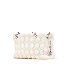 シャネル バブルキルト ココマーク チェーン ワンショルダーバッグ ホワイト ラムスキン レディース CHANEL 【中古】