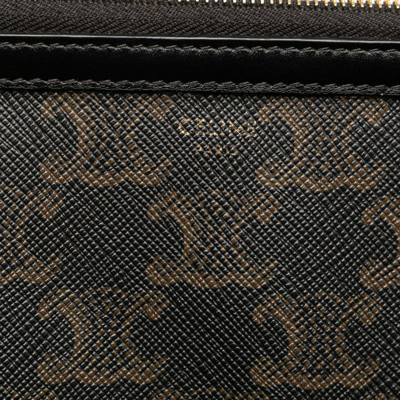 セリーヌ トリオンフ クラッチバッグ セカンドバッグ ブラック ブラウン PVC レザー レディース CELINE 【中古】
