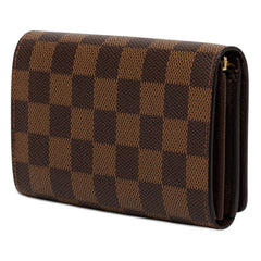 ルイ ヴィトン ダミエ ポルトフォイユ トレゾール 二つ折り財布 N61736 ブラウン PVC レザー レディース LOUIS VUITTON 【中古】