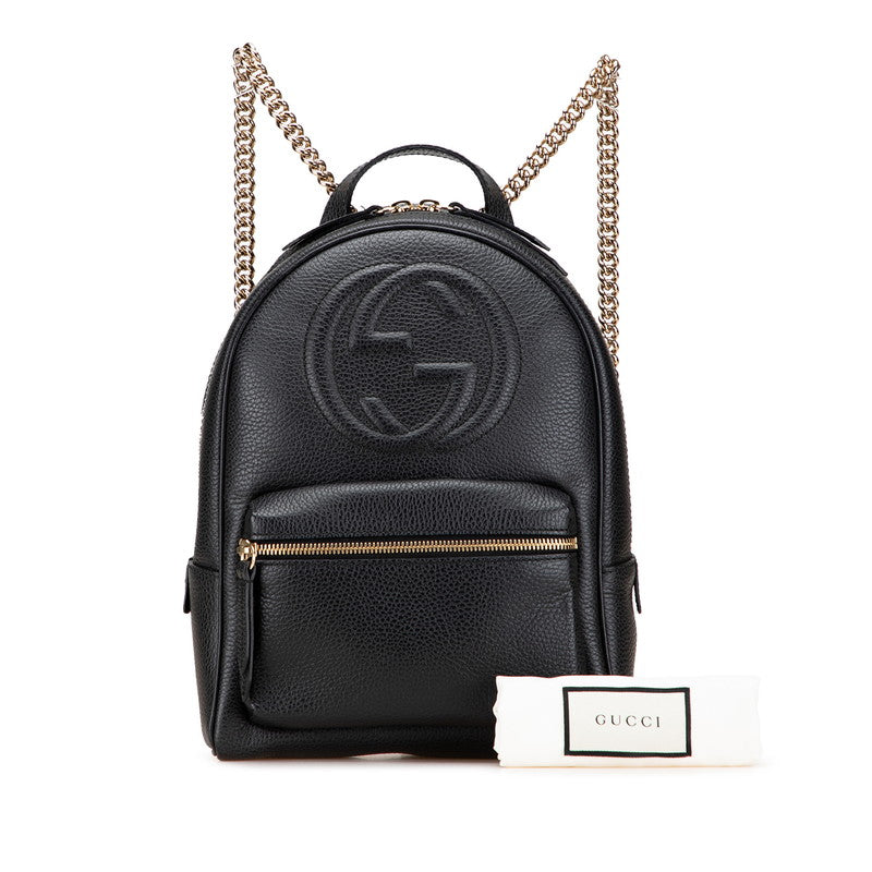 グッチ ソーホー インターロッキングG チェーン リュック バックパック 431570 ブラック レザー レディース GUCCI 【中古】