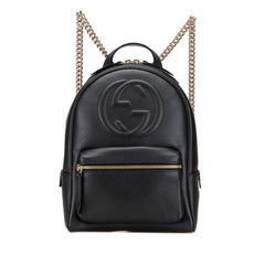 グッチ ソーホー インターロッキングG チェーン リュック バックパック 431570 ブラック レザー レディース GUCCI 【中古】