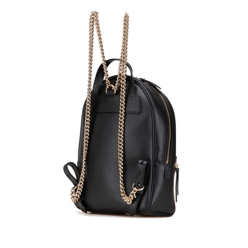 グッチ ソーホー インターロッキングG チェーン リュック バックパック 431570 ブラック レザー レディース GUCCI 【中古】