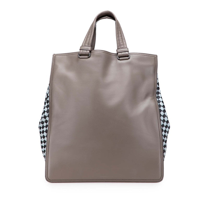 ボッテガヴェネタ イントレチャート トートバッグ ハンドバッグ グレー ブラック レザー レディース BOTTEGAVENETA 【中古】