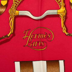 エルメス カレ90 GRAND MANEGE 大調教術 スカーフ ブルー レッド ホワイト シルク レディース HERMES 【中古】
