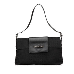 ブルガリ ロゴマニア ハンドバッグ ワンショルダーバッグ ブラック キャンバス レザー レディース BVLGARI 【中古】