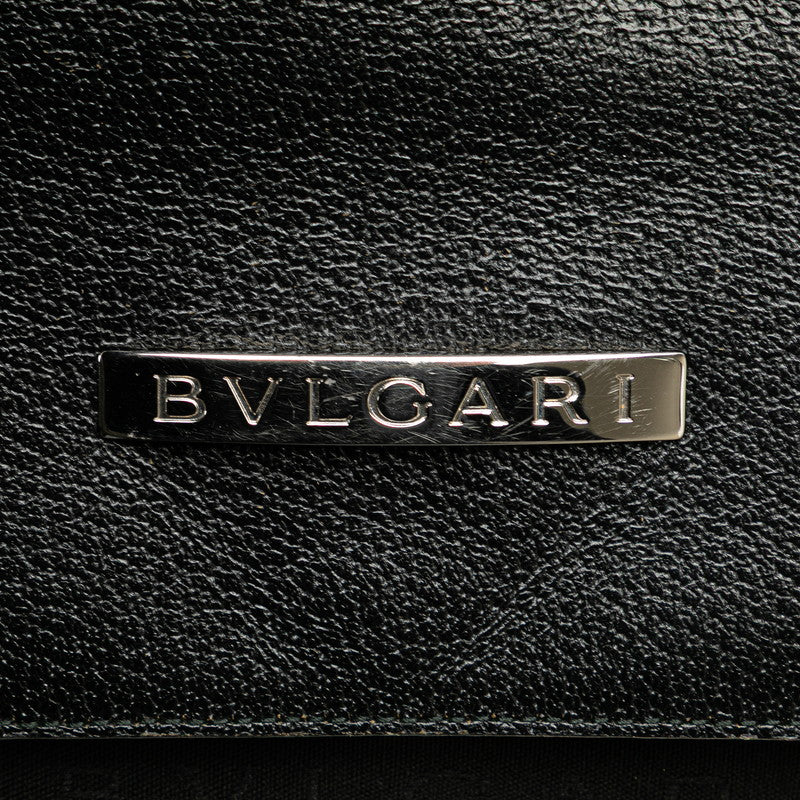 ブルガリ ロゴマニア ハンドバッグ ワンショルダーバッグ ブラック キャンバス レザー レディース BVLGARI 【中古】