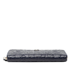 シャネル カメリア ココマーク 長財布 ラウンドファスナー ネイビー レザー レディース CHANEL 【中古】
