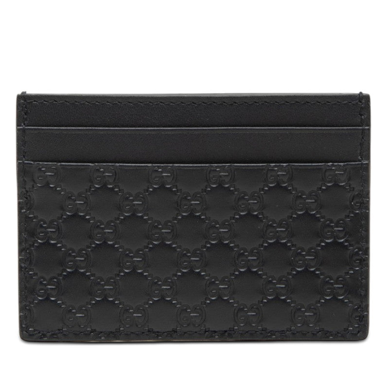 グッチ マイクログッチシマ カードケース 262837 ネイビー レザー レディース GUCCI 【中古】