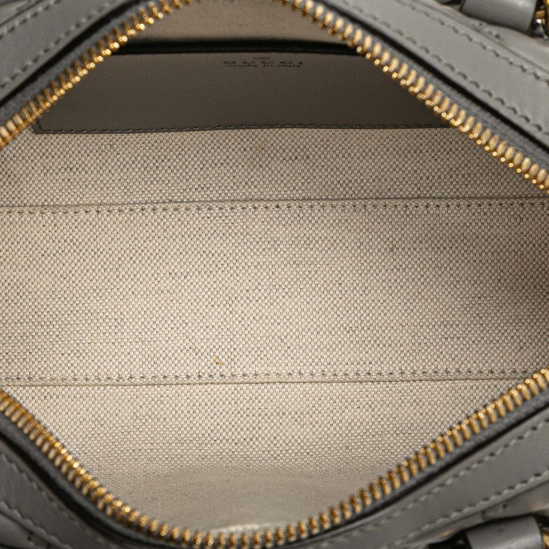 グッチ GGマトラッセ キルティング ミニボストンバッグ ショルダーバッグ 2WAY 702251 グレー レザー レディース GUCCI 【中古】
