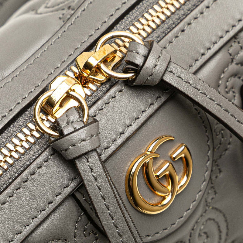 グッチ GGマトラッセ キルティング ミニボストンバッグ ショルダーバッグ 2WAY 702251 グレー レザー レディース GUCCI 【中古】