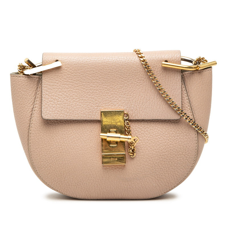 クロエ ドリュー 斜め掛け チェーン ショルダーバッグ ピンク レザー レディース Chloe 【中古】