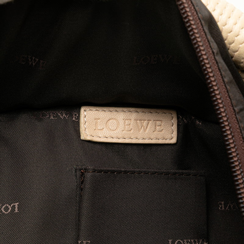 ロエベ アナグラムロゴ ナッパ アイレ ハンドバッグ アイボリー ベージュ レザー レディース LOEWE 【中古】