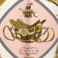 エルメス カレ90 SPRINGS スプリングス スカーフ ピンク ホワイト シルク レディース HERMES 【中古】