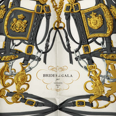エルメス カレ90 BRIDES de GALA 式典用馬勒 スカーフ ライトブルー ホワイト シルク レディース HERMES 【中古】