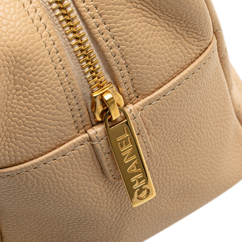 シャネル マトラッセ ココマーク チェーン ハンドバッグ ワンショルダーバッグ ベージュ キャビアスキン レディース CHANEL 【中古】