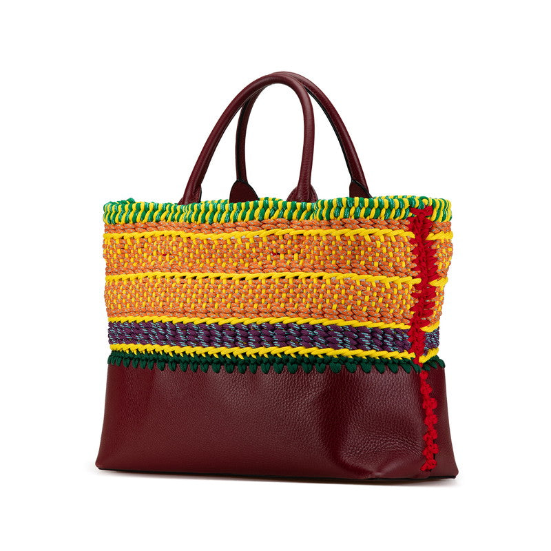 ヴァレンチノ ロゴ ハンドバッグ ショルダーバッグ 2WAY ボルドー マルチカラー レザー レディース Valentino 【中古】