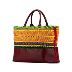 ヴァレンチノ ロゴ ハンドバッグ ショルダーバッグ 2WAY ボルドー マルチカラー レザー レディース Valentino 【中古】