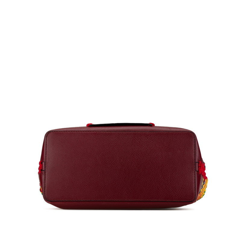 ヴァレンチノ ロゴ ハンドバッグ ショルダーバッグ 2WAY ボルドー マルチカラー レザー レディース Valentino 【中古】