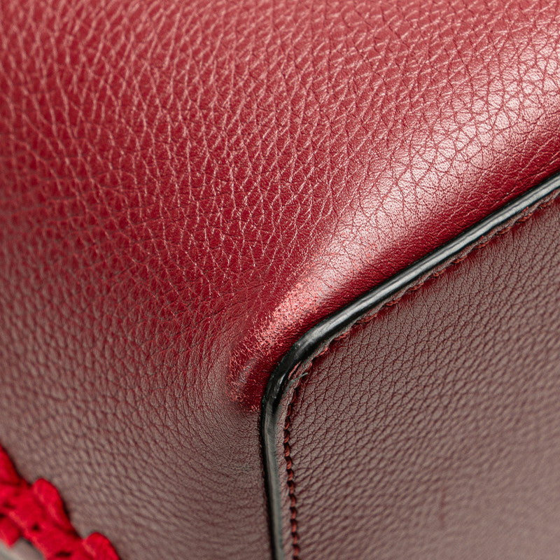 ヴァレンチノ ロゴ ハンドバッグ ショルダーバッグ 2WAY ボルドー マルチカラー レザー レディース Valentino 【中古】