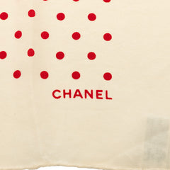 シャネル ココマーク ドット柄 スカーフ アイボリー レッド シルク レディース CHANEL 中古