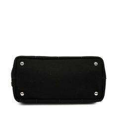 プラダ カナパ ハンドバッグ ショルダーバッグ 2WAY 1BG350 ブラック ブラウン コットン ウッド レディース PRADA 【中古】