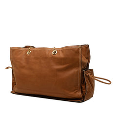 ロエベ ロゴ ショッパー チェーン トートバッグ ショルダーバッグ ブラウン レザー レディース LOEWE 中古