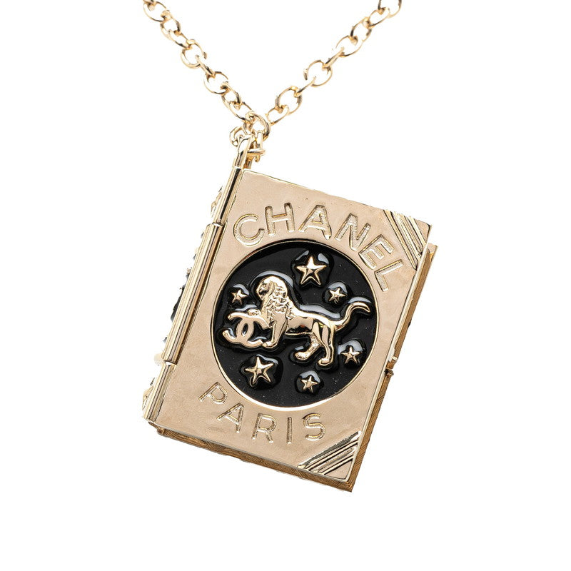シャネル ココマーク ブック 本 モチーフ ライオン ネックレス ゴールド メッキ レディース CHANEL 【中古】