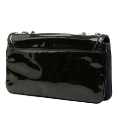 シャネル リップスティック ココマーク チェーン ハンドバッグ ショルダーバッグ 斜めかけ ブラック ブルー ネイビー パテントレザー レディース CHANEL 【中古】