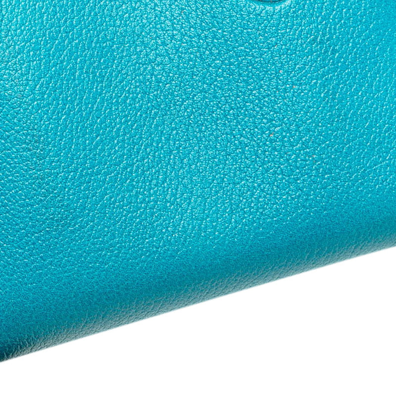 シャネル カメリア ココマーク 二つ折り財布 ライトブルー ラムスキン レディース CHANEL 【中古】