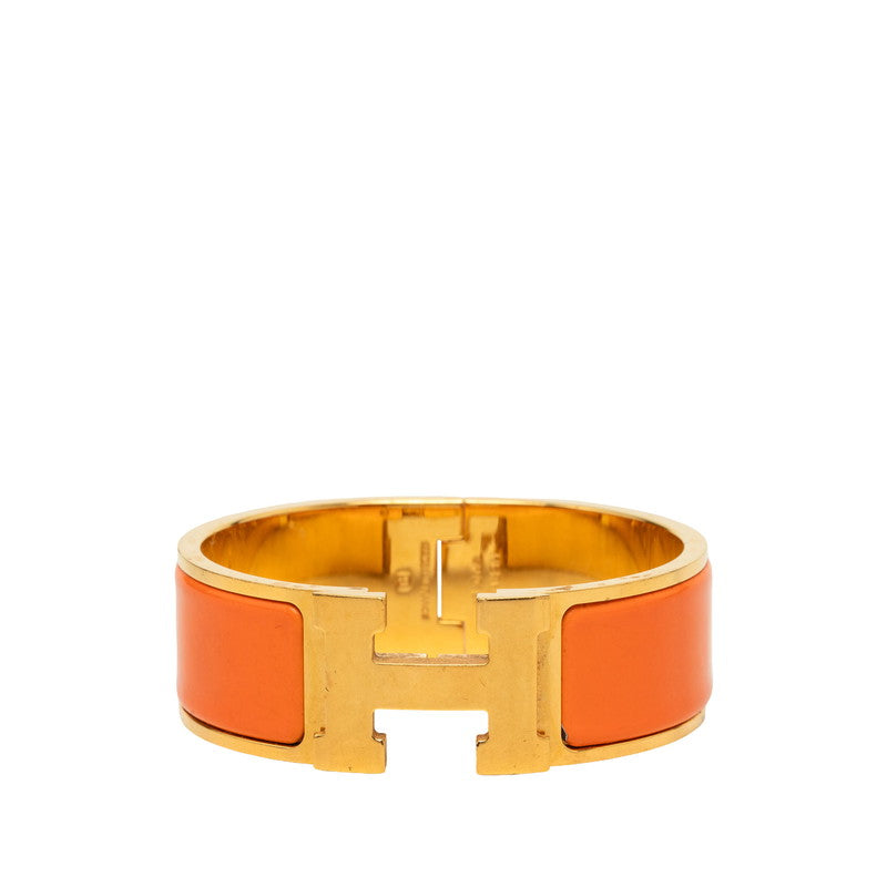 エルメス クリッククラックH PM ブレスレット バングル ゴールド オレンジ メッキ エナメル レディース HERMES 中古