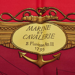 エルメス カレ90 MARINE ET CAVALERIE 海と騎兵隊 スカーフ レッド マルチカラー シルク レディース HERMES 【中古】