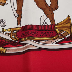 エルメス カレ90 MARINE ET CAVALERIE 海と騎兵隊 スカーフ レッド マルチカラー シルク レディース HERMES 【中古】