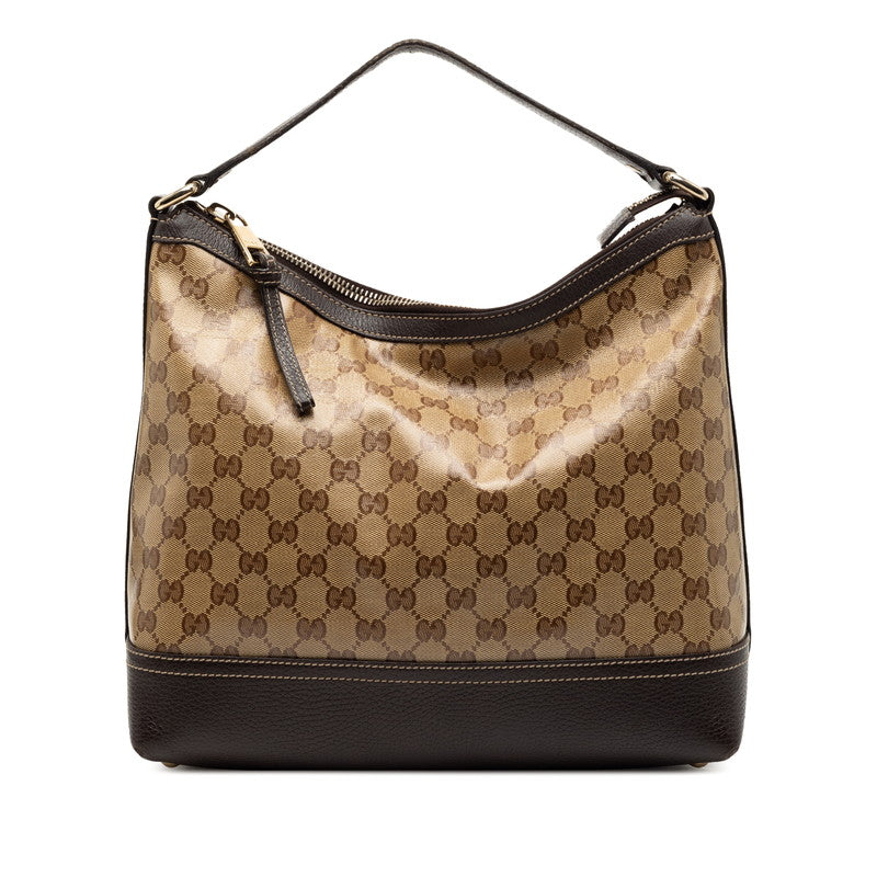 グッチ GGクリスタル ワンショルダーバッグ ハンドバッグ 336650 ベージュ ブラウン PVC レザー レディース GUCCI 【中古】
