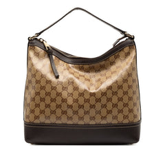 グッチ GGクリスタル ワンショルダーバッグ ハンドバッグ 336650 ベージュ ブラウン PVC レザー レディース GUCCI 【中古】