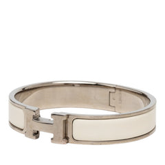 エルメス クリックH PM ブレスレット バングル シルバー アイボリー メタル エナメル レディース HERMES 【中古】