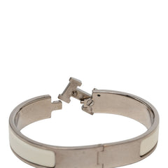 エルメス クリックH PM ブレスレット バングル シルバー アイボリー メタル エナメル レディース HERMES 【中古】