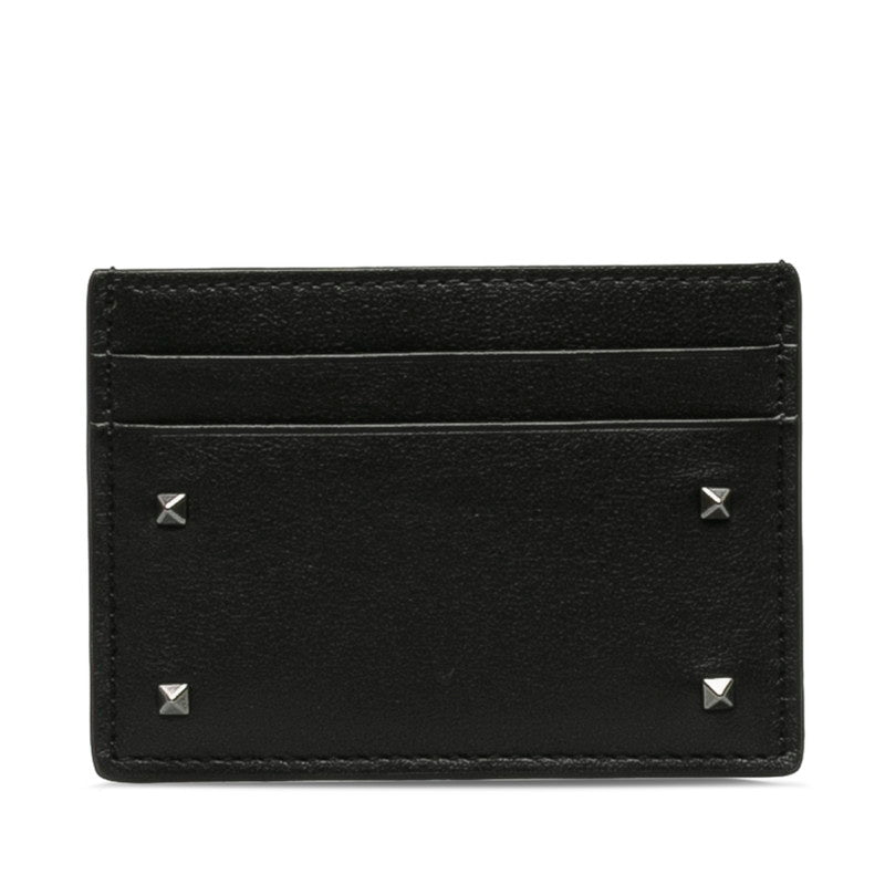 ヴァレンティノ ロックスタッズ カードケース パスケース ブラック レザー レディース VALENTINO 中古