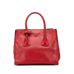 プラダ 三角ロゴプレート ハンドバッグ レッド レザー レディース PRADA 【中古】