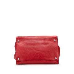 プラダ 三角ロゴプレート ハンドバッグ レッド レザー レディース PRADA 【中古】