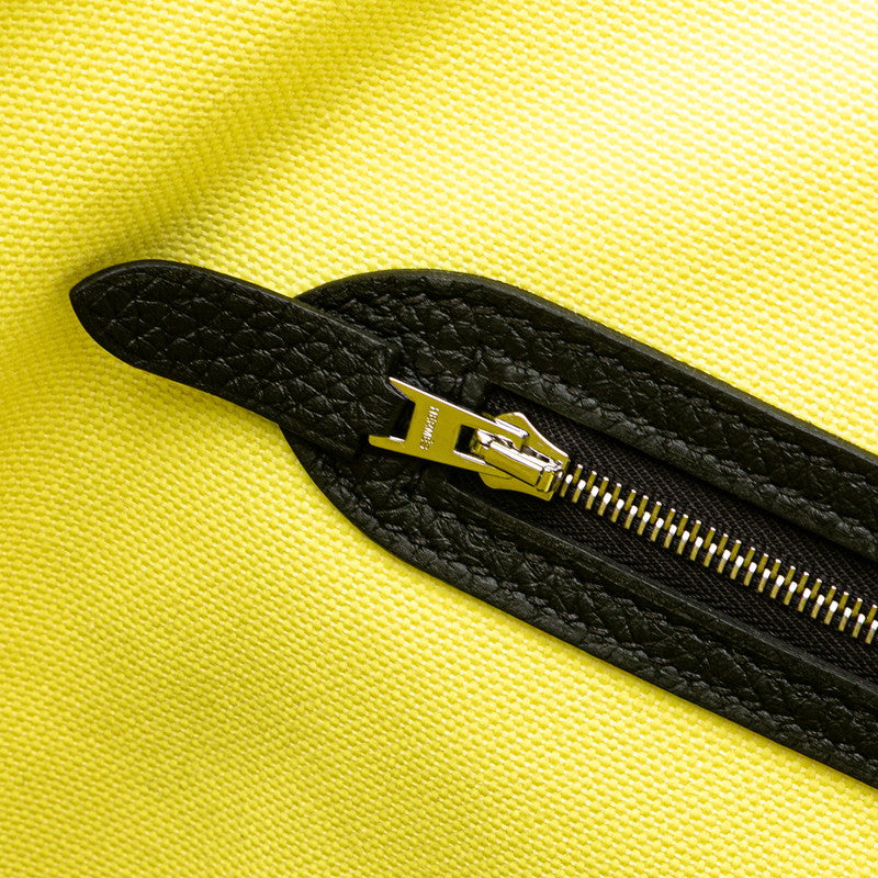 エルメス ピュールサングル ハンドバッグ トートバッグ イエロー ブラック キャンバス トリヨンクレマンス レディース HERMES 【中古】
