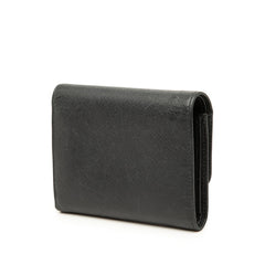 プラダ リボン 三つ折り財布 ブラック サフィアーノレザー レディース PRADA 【中古】
