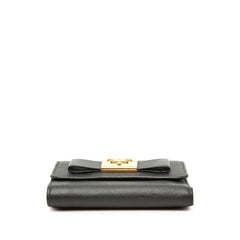 プラダ リボン 三つ折り財布 ブラック サフィアーノレザー レディース PRADA 【中古】