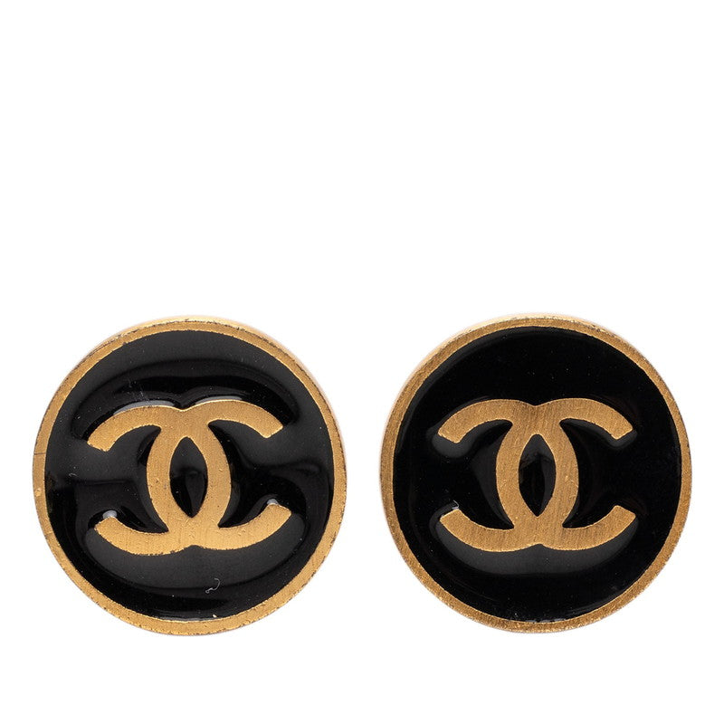 シャネル ココマーク イヤリング 01P ゴールド ブラック メッキ エナメル レディース CHANEL 【中古】