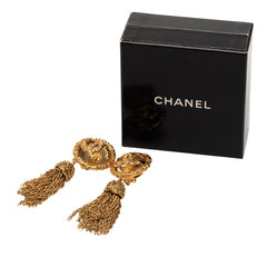 シャネル ココマーク 溶岩 ヨウガン ミラー フリンジ イヤリング ゴールド メッキ レディース CHANEL 【中古】