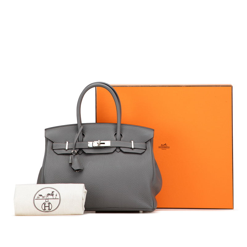 エルメス バーキン30 ハンドバッグ エタン シルバー金具 トリヨンクレマンス レディース HERMES 【中古】