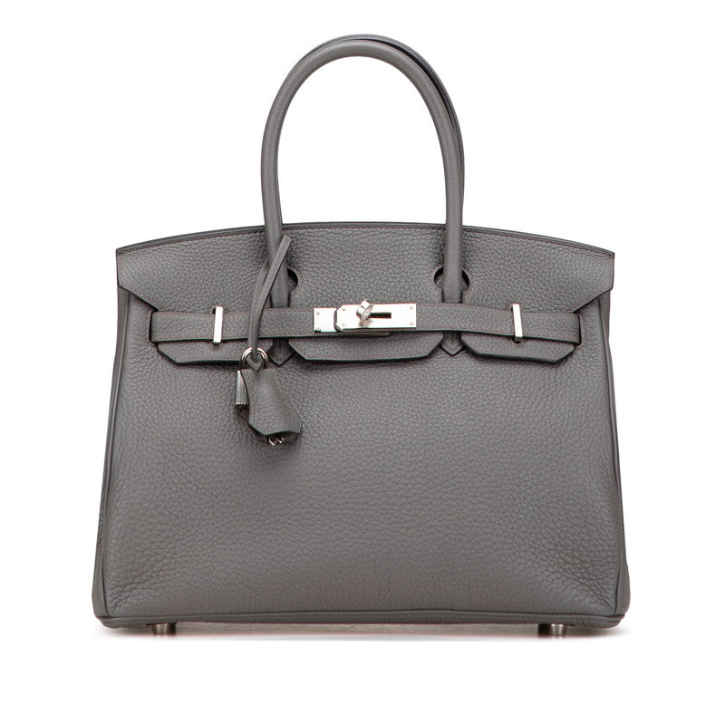 エルメス バーキン30 ハンドバッグ エタン シルバー金具 トリヨンクレマンス レディース HERMES 【中古】