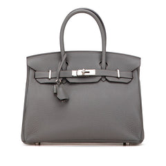 エルメス バーキン30 ハンドバッグ エタン シルバー金具 トリヨンクレマンス レディース HERMES 【中古】