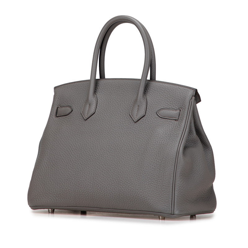 エルメス バーキン30 ハンドバッグ エタン シルバー金具 トリヨンクレマンス レディース HERMES 【中古】