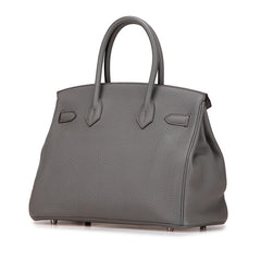 エルメス バーキン30 ハンドバッグ エタン シルバー金具 トリヨンクレマンス レディース HERMES 【中古】